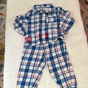 Blue Plaid Kids Flannel Pajama Set